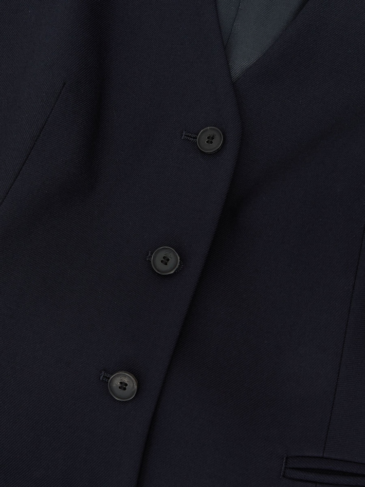 Reiss Navy Solene Wool-Blend Single-Breasted Suit Blazer - Image 9 of 9