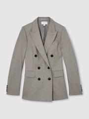 Reiss Light Grey Darcy Petite Wool-Blend Double-Breasted Blazer - Image 2 of 9
