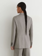 Reiss Light Grey Darcy Petite Wool-Blend Double-Breasted Blazer - Image 5 of 9