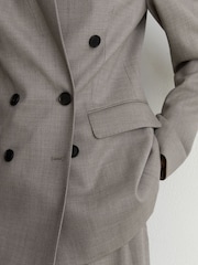 Reiss Light Grey Darcy Petite Wool-Blend Double-Breasted Blazer - Image 6 of 9
