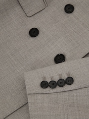 Reiss Light Grey Darcy Petite Wool-Blend Double-Breasted Blazer - Image 8 of 9