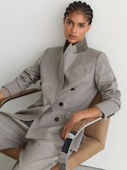 Reiss Light Grey Darcy Wool-Blend Double-Breasted Blazer - Image 4 of 8