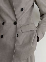 Reiss Light Grey Darcy Wool-Blend Double-Breasted Blazer - Image 6 of 8