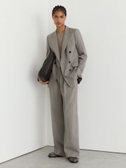 Reiss Light Grey Darcy Wool-Blend Double-Breasted Blazer - Image 7 of 8