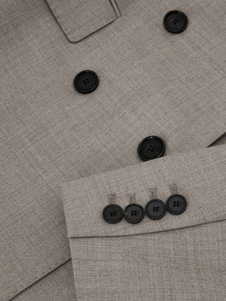 Reiss Light Grey Darcy Wool-Blend Double-Breasted Blazer - Image 8 of 8 Reiss Light Grey Darcy Wool-Blend Double-Breasted Blazer - Image 8 of 8