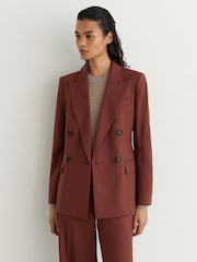 Reiss Brick Red Solene Petite Wool-Blend Double-Breasted Suit Blazer - Image 5 of 9