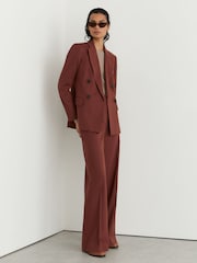 Reiss Brick Red Solene Petite Wool-Blend Double-Breasted Suit Blazer - Image 7 of 9