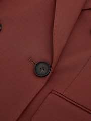 Reiss Brick Red Solene Petite Wool-Blend Double-Breasted Suit Blazer - Image 8 of 9