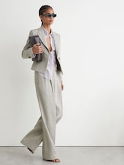 Reiss Ezra Herringbone Linen-Blend Straight-Leg Suit Trousers - תמונה 1 מתוך 8