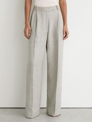 Reiss Ezra Herringbone Linen-Blend Straight-Leg Suit Trousers - תמונה 6 מתוך 8