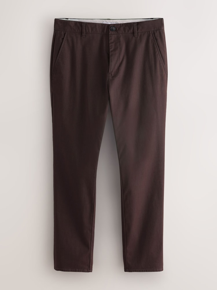 Brown Slim Fit Cotton Rich Stretch Chinos - Image 1 of 3 Brown Slim Fit Cotton Rich Stretch Chinos - Image 1 of 3