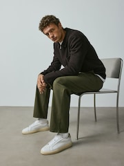 Khaki Green Straight Fit Cotton Rich Stretch Chinos - Image 3 of 10
