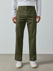 Khaki Green Straight Fit Cotton Rich Stretch Chinos - Image 4 of 10