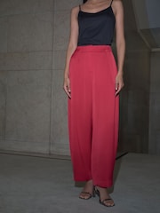Red Satin Barrel Trousers - Image 2 of 7