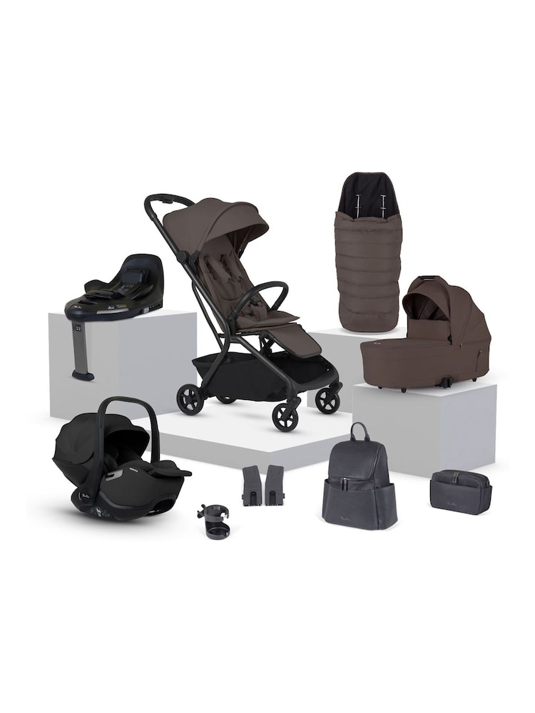Silver Cross Chocolate Nia Compact Stroller Travel System with Accessories - Image 1 of 6