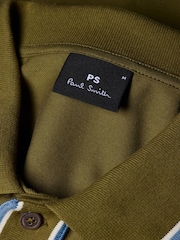 PS Paul Smith Khaki Green Jersey Tipped Button Through Shirt - Image 7 of 7