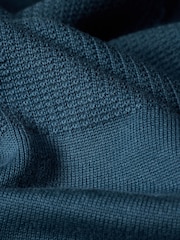 PS Paul Smith Inky Blue Block Rib Signature Stripe Zip Neck Polo Shirt - Image 3 of 6