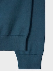 PS Paul Smith Inky Blue Block Rib Signature Stripe Zip Neck Polo Shirt - Image 6 of 6