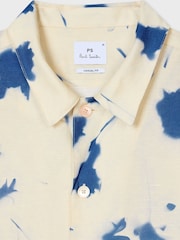 PS Paul Smith חולצה עם שרוולים קצרים, הדפס פרחוני מטושטש וצווארון שטוח - תמונה 6 מתוך 7