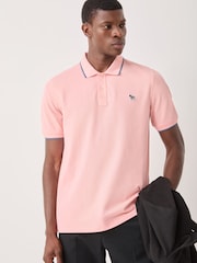 PS Paul Smith Pink Tipped Collar Zebra Logo Polo Shirt - Image 1 of 4