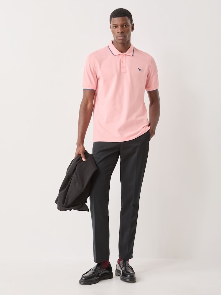 PS Paul Smith Pink Tipped Collar Zebra Logo Polo Shirt - Image 2 of 4 PS Paul Smith Pink Tipped Collar Zebra Logo Polo Shirt - Image 2 of 4