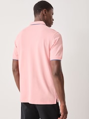 PS Paul Smith Pink Tipped Collar Zebra Logo Polo Shirt - Image 3 of 4