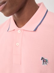 PS Paul Smith Pink Tipped Collar Zebra Logo Polo Shirt - Image 4 of 4