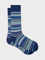 Bleu - Chaussettes Col rond Signatures Rayure Paul Smith - Image 1 de 2