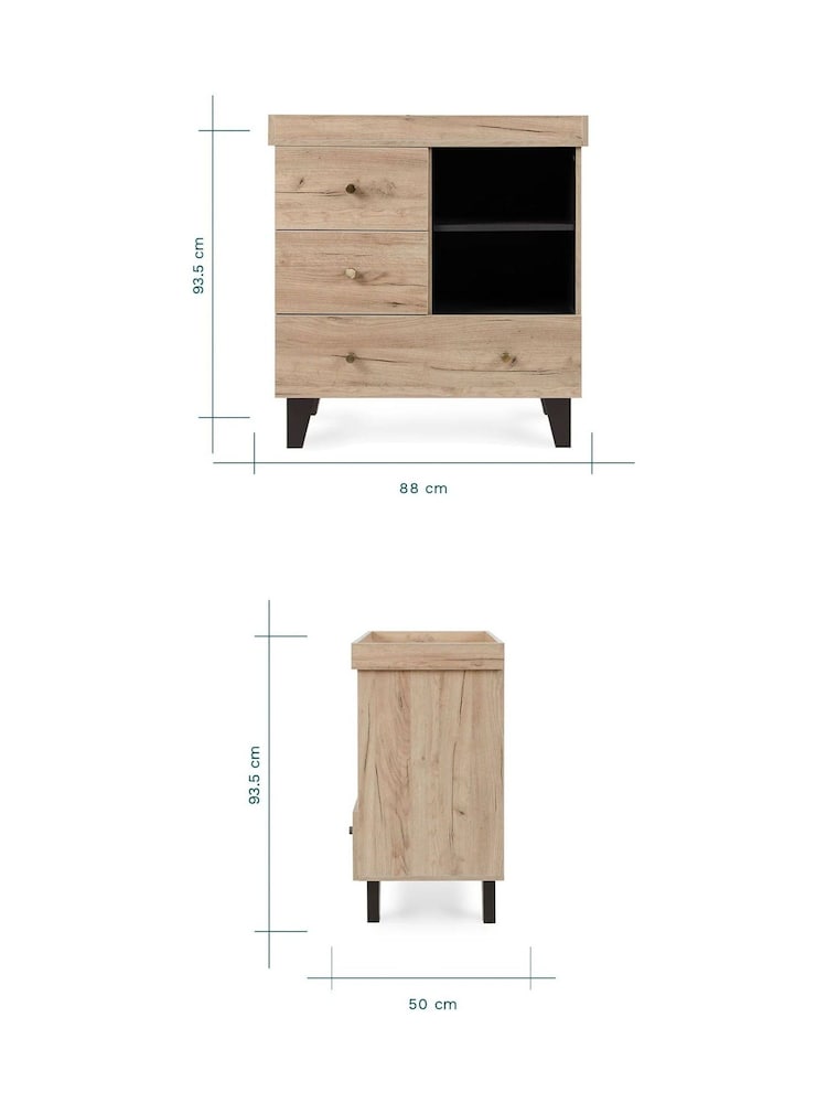 Tutti Bambini Distressed Oak Slate Grey Como Nursery Chest Changer - Image 4 of 4 Tutti Bambini Distressed Oak Slate Grey Como Nursery Chest Changer - Image 4 of 4