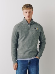 Gris Snoopy - Pull confortable décontracté à col zippé - Image 3 de 6