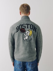 Gris Snoopy - Pull confortable décontracté à col zippé - Image 4 de 6