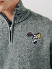 Gris Snoopy - Pull confortable décontracté à col zippé - Image 5 de 6