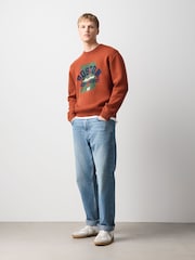 Rust Orange Boston Graphic Knitted Crew Neck Jumper - Image 2 of 7