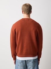 Rust Orange Boston Graphic Knitted Crew Neck Jumper - Image 4 of 7