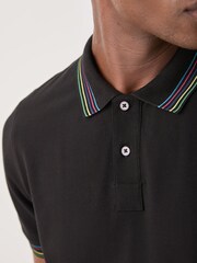 PS Paul Smith Black Signature Stripe Tipped Collar Polo Shirt - Image 5 of 7