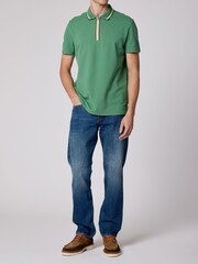 PS Paul Smith Green Tipped Collar Zip Neck Polo Shirt - Image 2 of 5