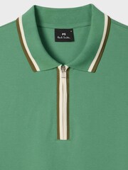 PS Paul Smith Green Tipped Collar Zip Neck Polo Shirt - Image 5 of 5