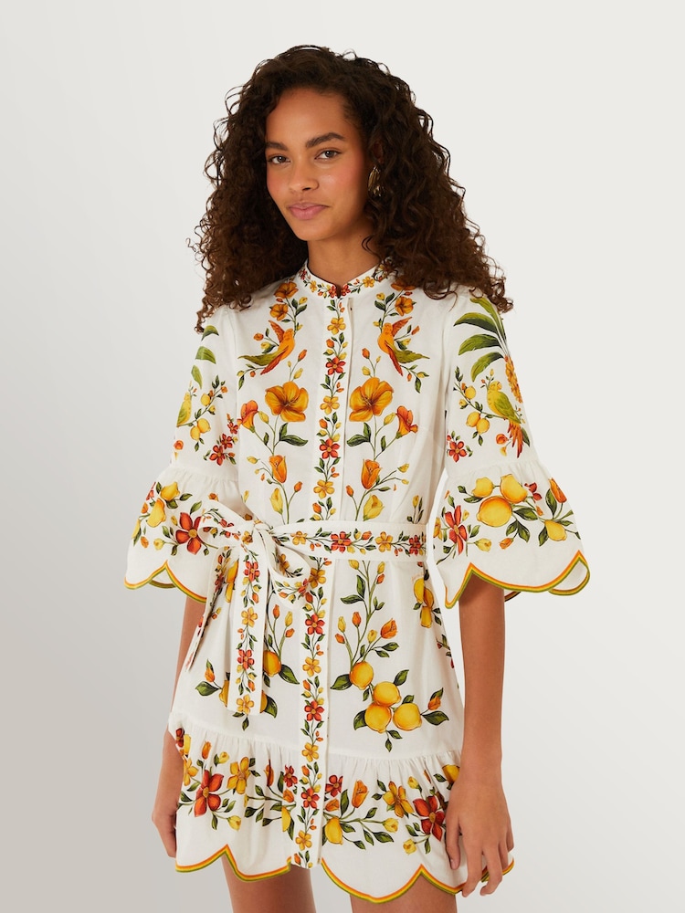 Farm Rio Yellow Lemon Bouquet Mini Dress - Image 1 of 4