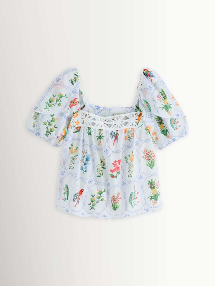 Farm Rio White Tropical Porcelain Blouse - Image 7 of 7 Farm Rio White Tropical Porcelain Blouse - Image 7 of 7