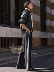 Black N.Premium Side Stripe Wide Leg Trousers With Wool - Image 1 of 8
