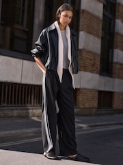 Black N.Premium Side Stripe Wide Leg Trousers With Wool - Image 2 of 8