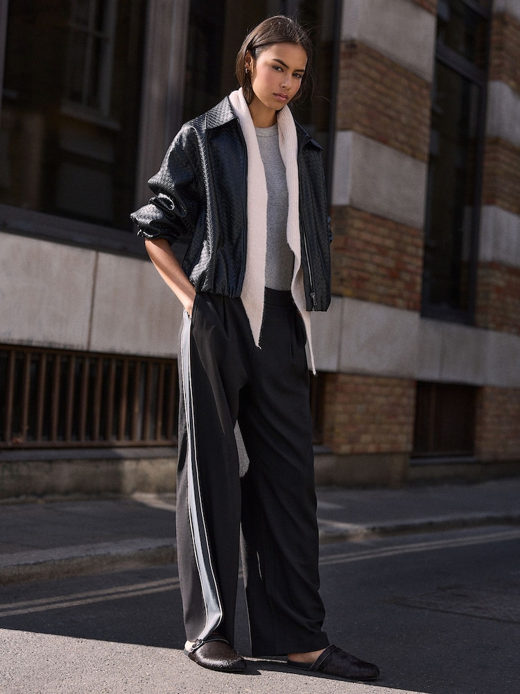Black N.Premium Side Stripe Wide Leg Trousers With Wool - Image 2 of 8 Black N.Premium Side Stripe Wide Leg Trousers With Wool - Image 2 of 8