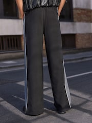 Black N.Premium Side Stripe Wide Leg Trousers With Wool - Image 4 of 8