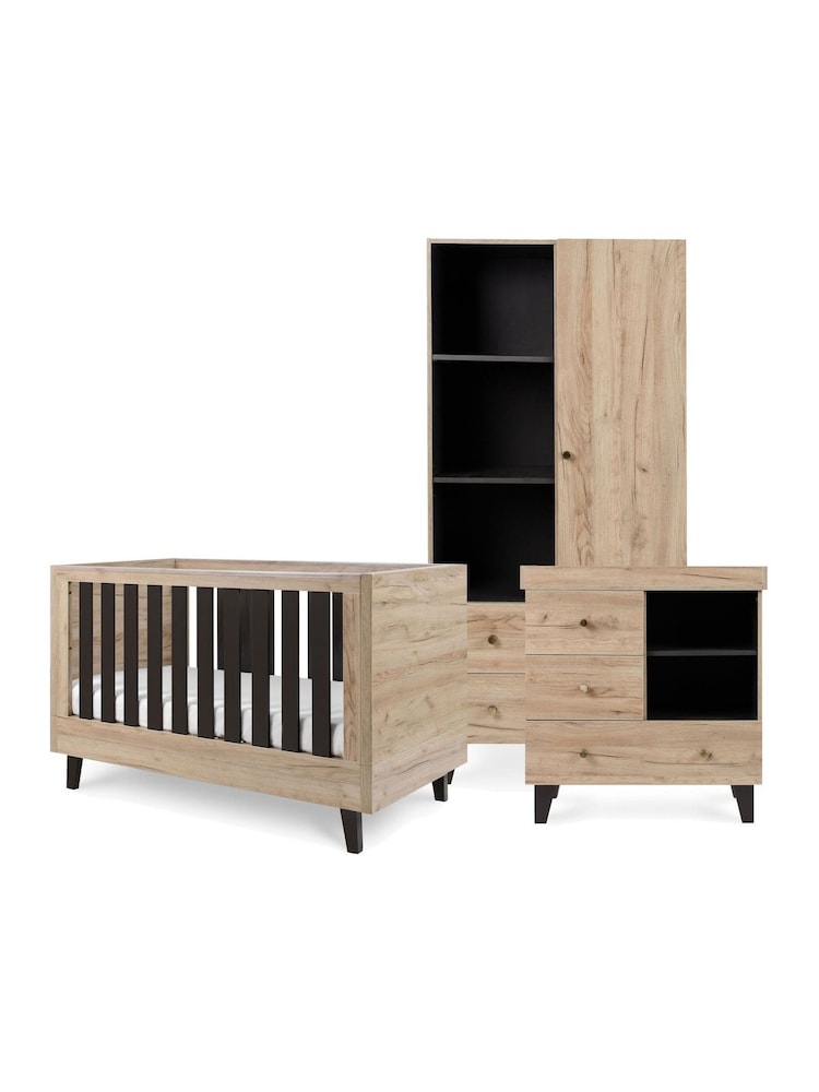 Tutti Bambini Distressed Oak Slate Grey 3 Piece Como Nursery Furniture Set - Image 2 of 11