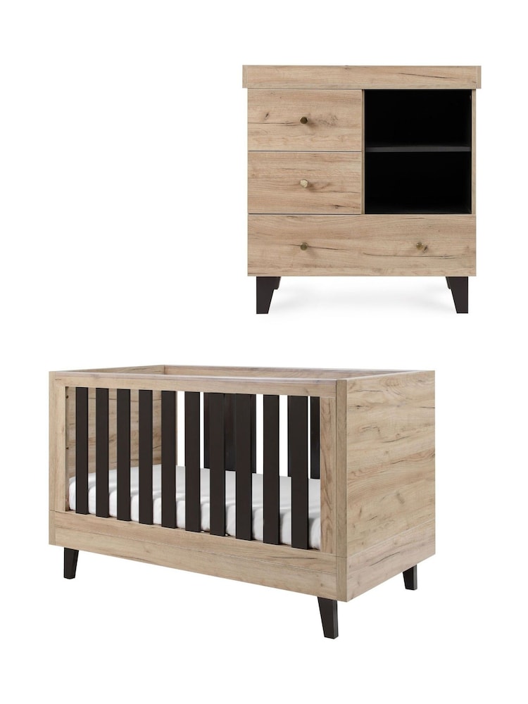 Tutti Bambini Set of 2 Distressed Oak Slate Grey Como Nursery Furniture - Image 2 of 9