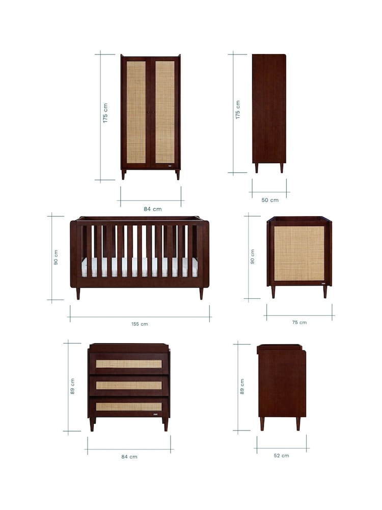 Tutti Bambini Warm Walnut 3 Piece Japandi Nursery Furniture Set - Image 10 of 10
