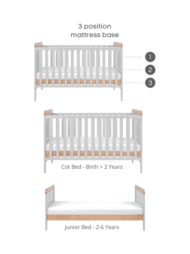 Tutti Bambini Dove Grey Oak 2 Piece Rio Nursery Furniture Set - Image 9 of 9