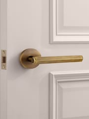 Pushka Home Set of 2 Antique Hexagonal Lever Door Handles - Image 1 of 3