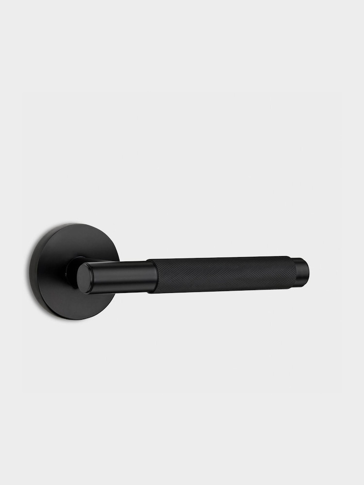 Pushka Home Set of 2 Black Knurled Lever Door Handles - Image 2 of 4 Pushka Home Set of 2 Black Knurled Lever Door Handles - Image 2 of 4