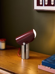 MADE.COM Chrome & Red Curve Table Lamp - Image 1 of 6